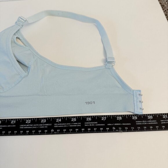 Light Blue Seamless Nursing Bra With Adjustable Straps Womens Sz L Soft Stretch - Picture 10 of 11